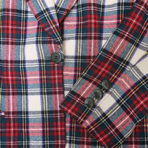 GIORGIO SANT ANGELO tartan plaid blazer vintage wool 12 red green scottish pockt - Picture 4 of 12